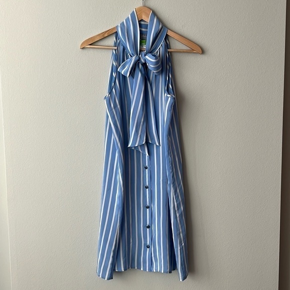 Hunter Dixon Anthropologie 100% Silk Sleeveless Mini Dress Bow Tie Size Medium - Picture 5 of 10